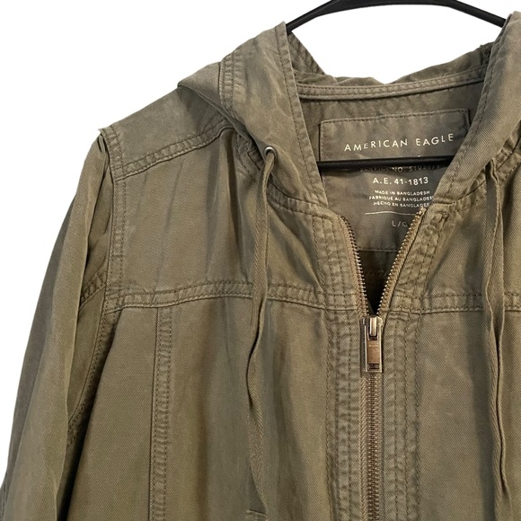 American eagle olive green lightweight full zip utility jacket casual size Large - Picture 2 of 8